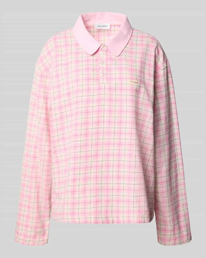 OH APRIL Oversized Poloshirt mit Label-Detail Modell 'Diana Hellrosa