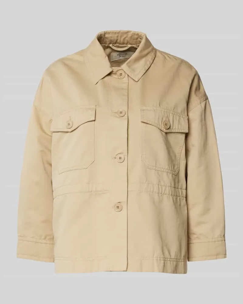 Max Mara Jacke aus Baumwoll-Leinen-Mix mit Brusttaschen Sand