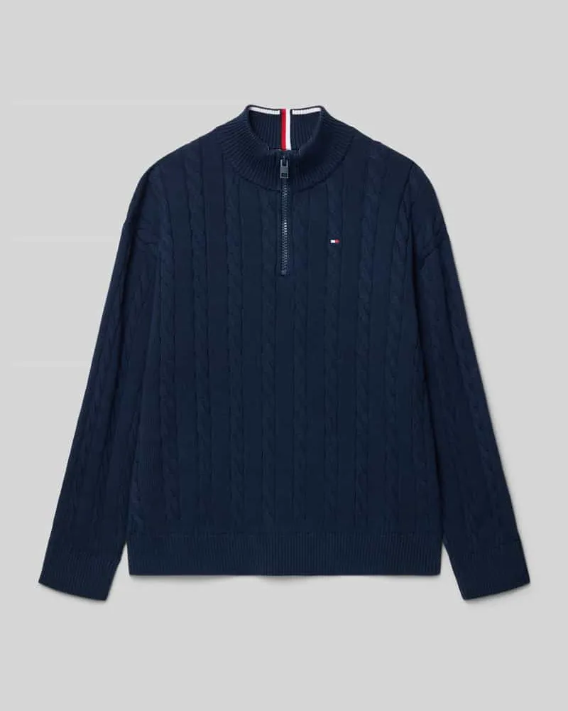Tommy Hilfiger Regular Fit Troyer aus reiner Baumwolle Marine