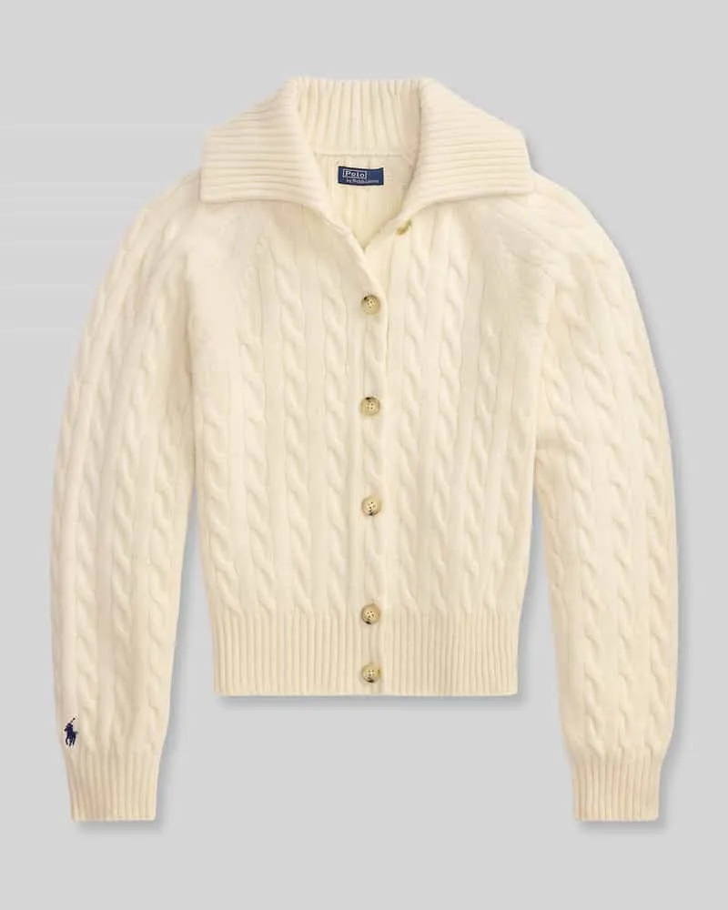 Ralph Lauren Regular Fit Strickjacke aus Woll-Kaschmir-Mix Offwhite