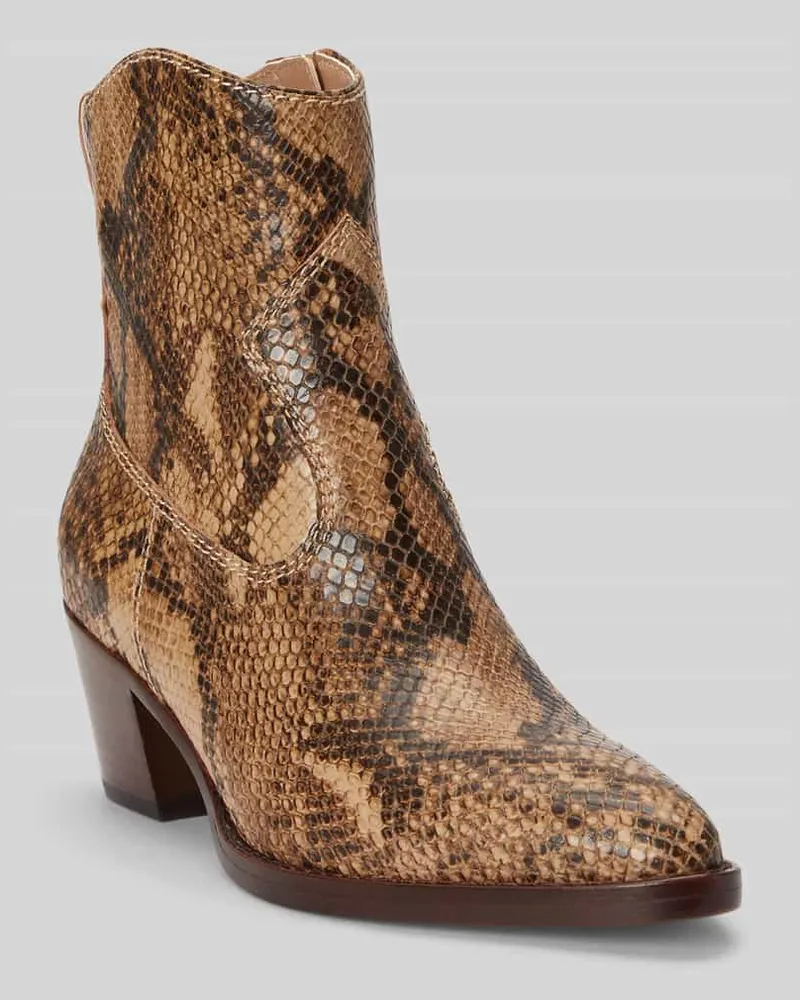 Ralph Lauren Stiefelette aus echtem Leder mit Logo-Prägung Sand