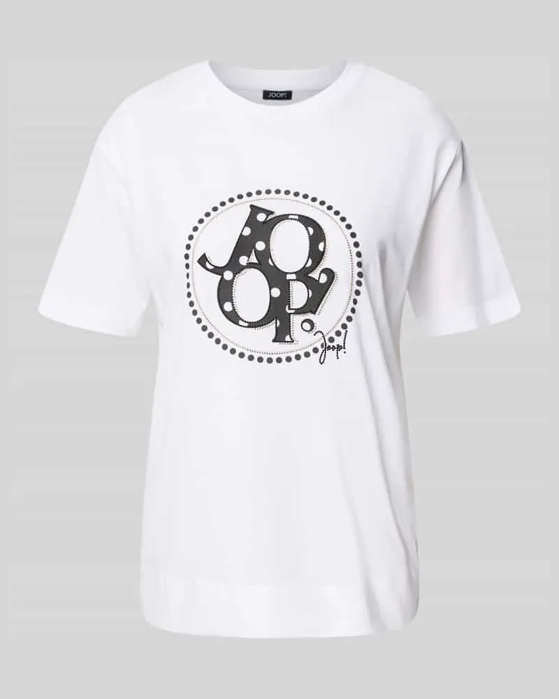 JOOP! T-Shirt mit Ziersteinbesatz Modell 'Tammi Weiss