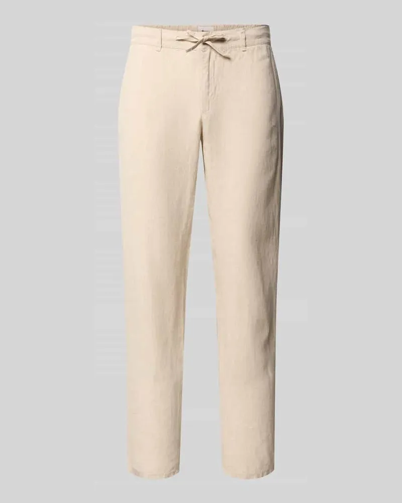 Brax Slim Fit Leinenhose aus reinem Leinen Modell 'Fabio Sand