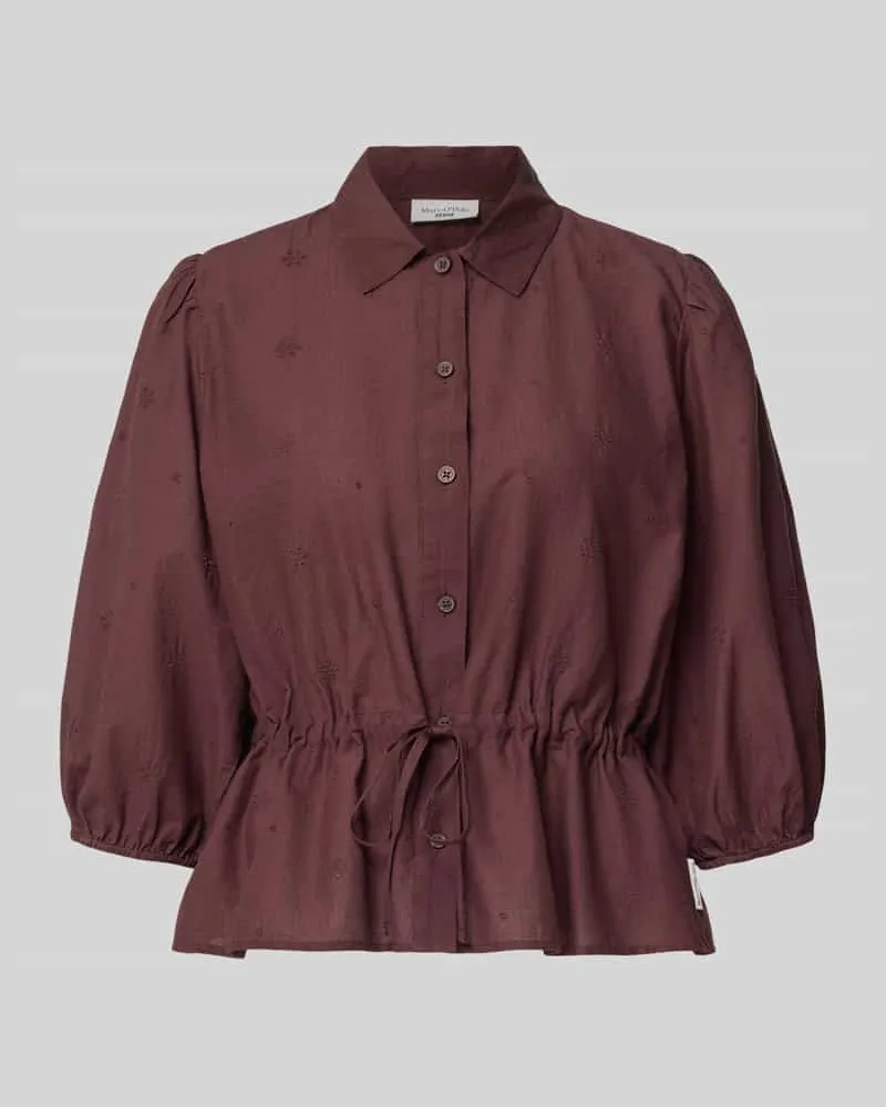 Marc O'Polo Regular Fit Kurzarmbluse aus reiner Baumwolle Aubergine