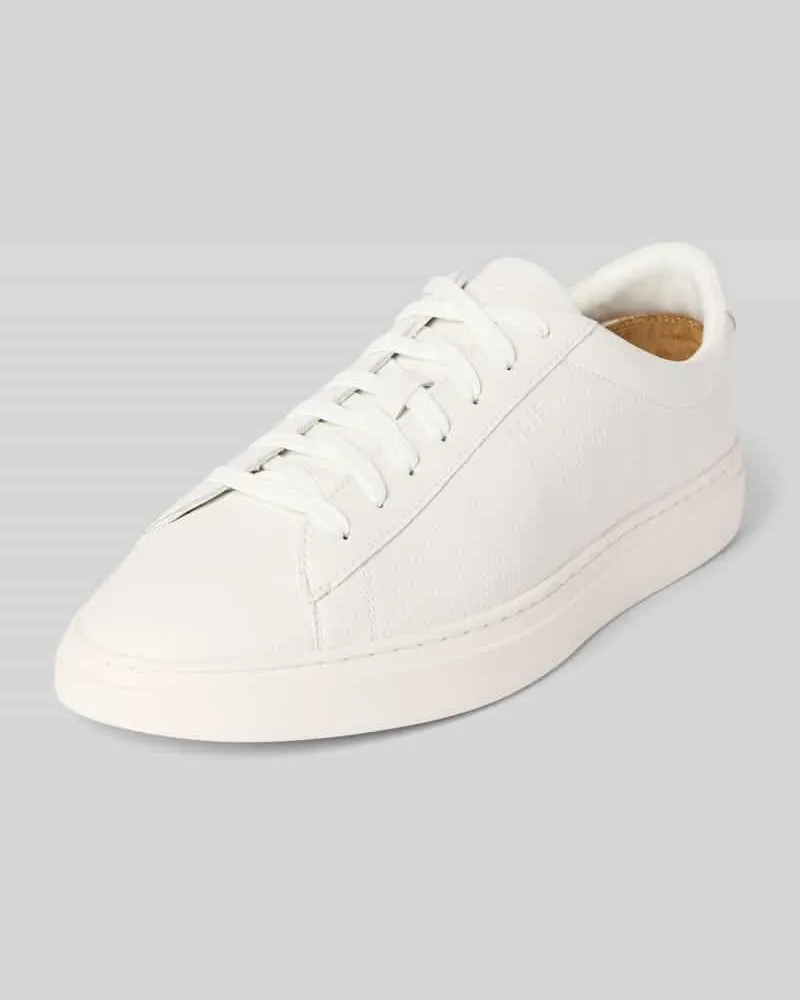 HUGO BOSS Low Top Sneaker aus genarbtem Rindsleder Weiss