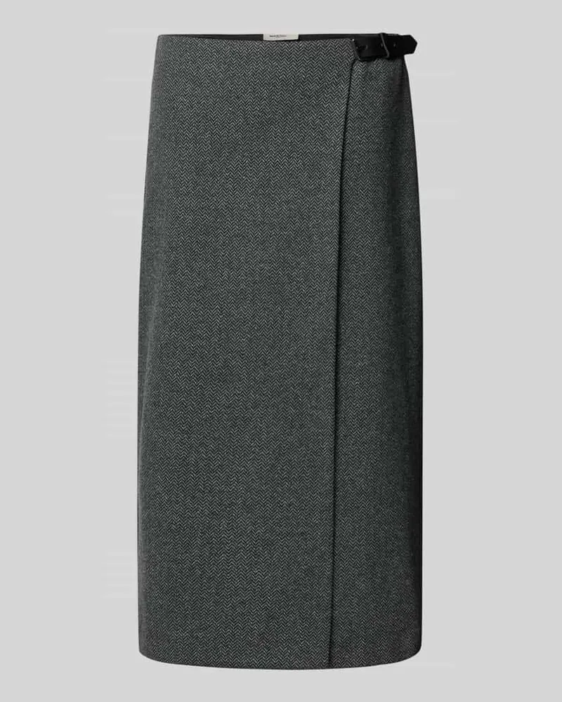 Max Mara Midi-Rock aus Baumwoll-Woll-Mix Modell 'PETALI Dunkelgrau