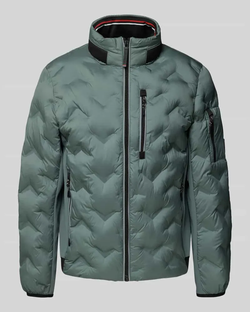 Tom Tailor Regular Fit Steppjacke mit verstaubarer Kapuze im Kragen Schilf