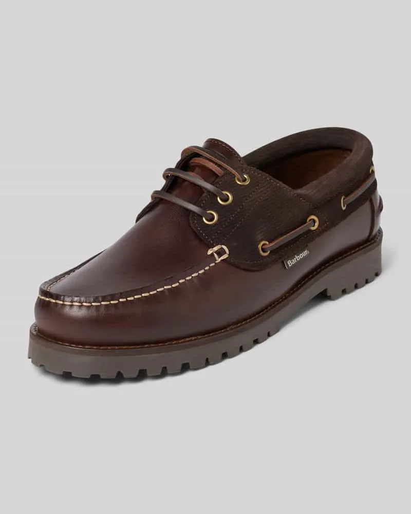 Barbour Schnürschuhe aus echtem Rindsleder Modell 'DECK BOAT Dunkelbraun