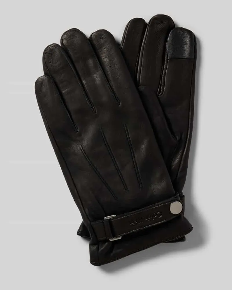 Calvin Klein Handschuhe mit Woll-Anteil in Leder-Optik Black