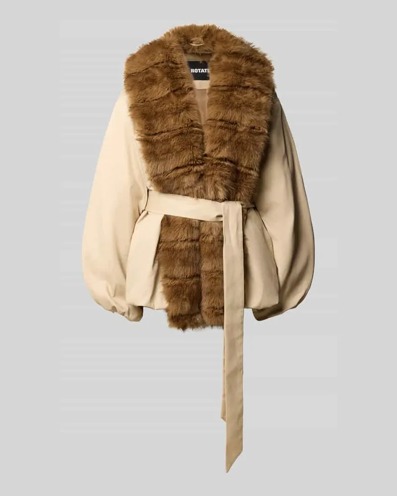 ROTATE Birger Christensen Jacke mit Kunstfellbesatz Beige