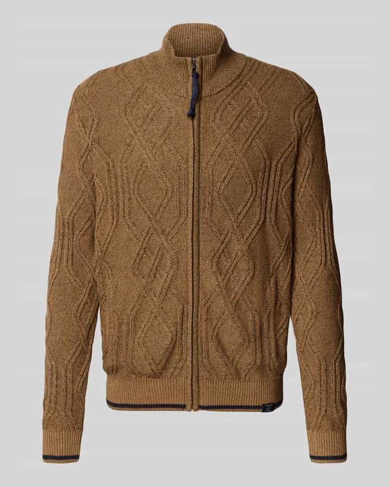 Lerros Strickjacke mit Reißverschluss Hellbraun