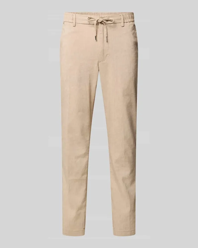 HUGO BOSS Modern Fit Straight Leg Hose aus Leinen-Mix Modell 'KANE1 Beige