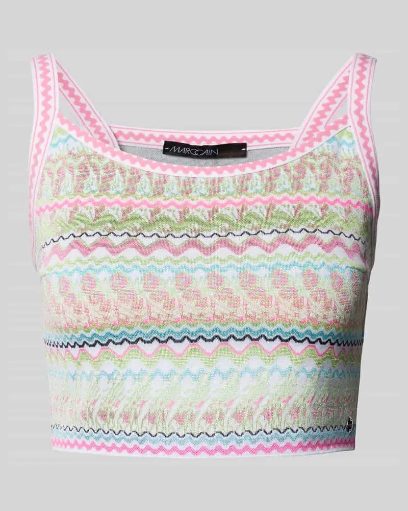 Marc Cain Cropped Stricktop mit Label-Applikation Neon