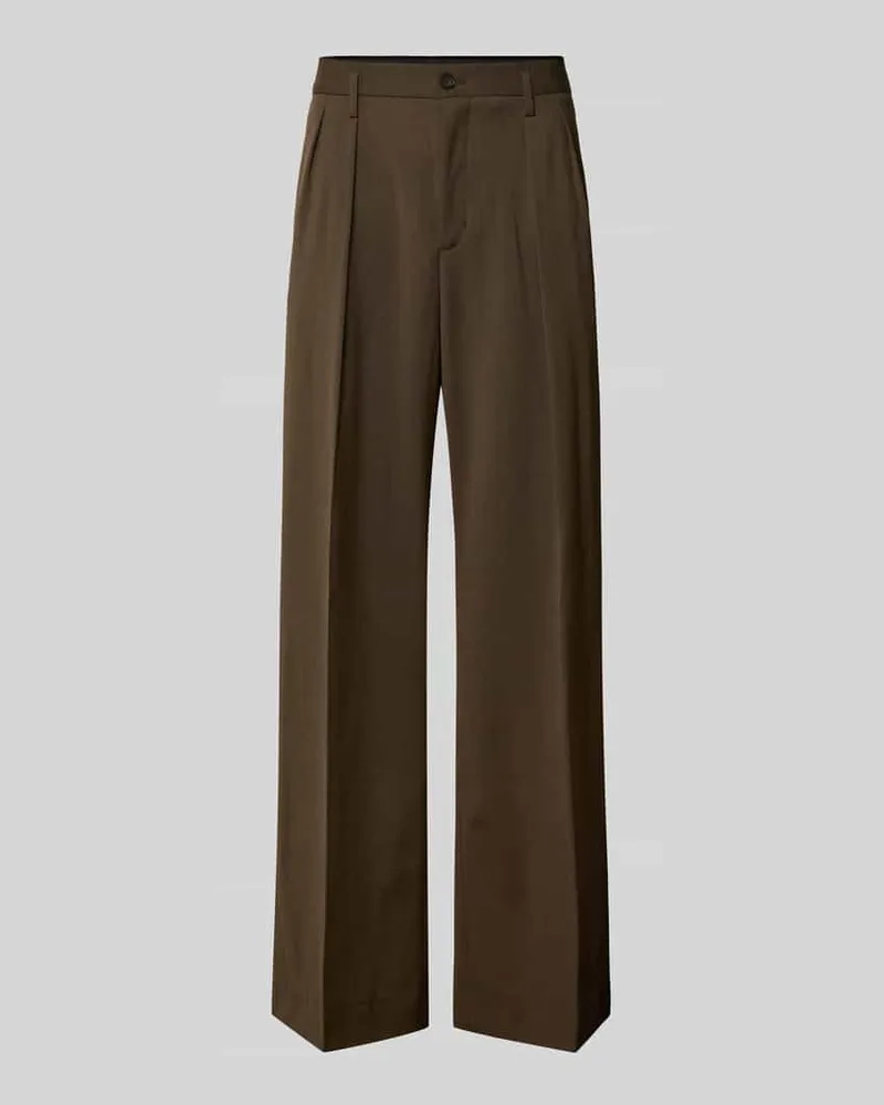 Filippa K High Waist Bundfaltenhose aus Wolle mit Bügelfalten Dunkelbraun