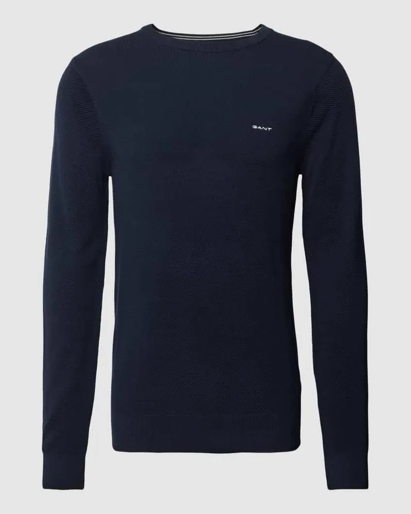 Gant Strickpullover mit Label-Stitching Marine