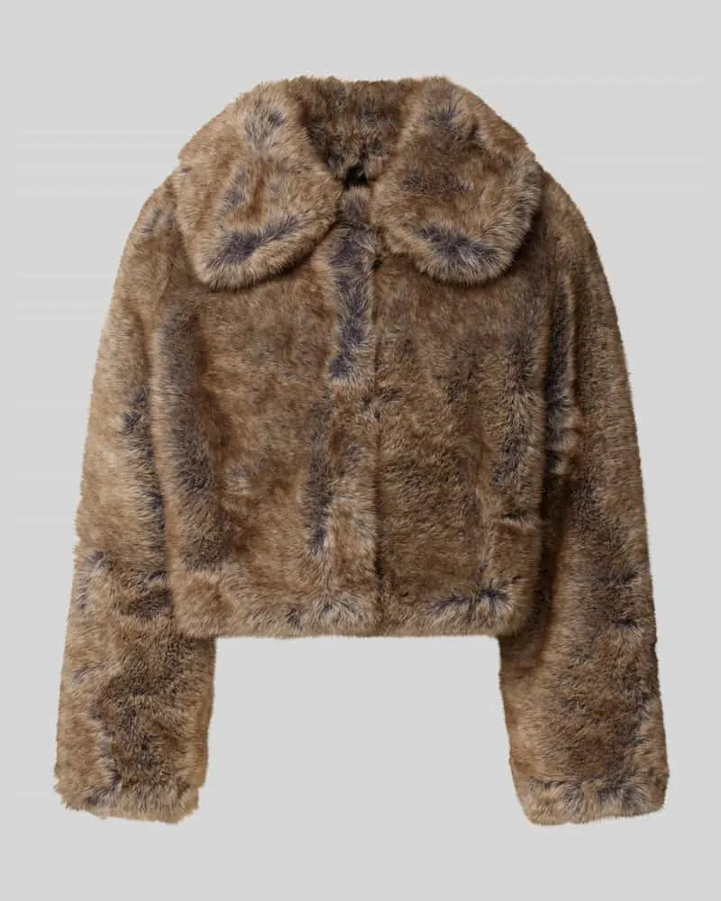 Mango Jacke aus Kunstfell mit Umlegekragen Modell 'BOLA Taupe