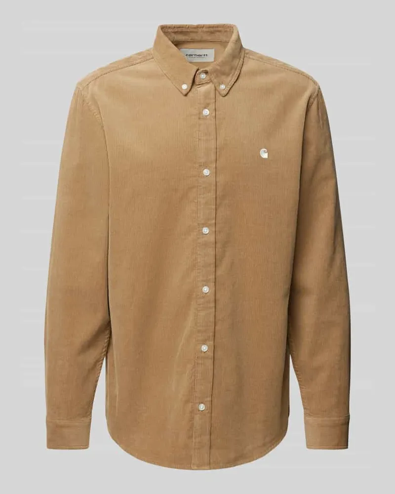 Carhartt WIP Regular Fit Cordhemd mit Logo-Stitching Modell 'MADISON Beige