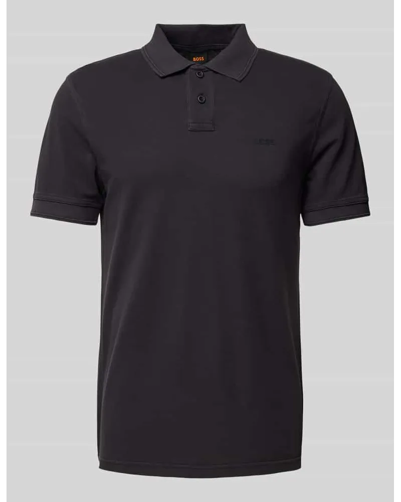 HUGO BOSS Slim Fit Poloshirt mit kurzer Knopfleiste Modell 'Prime Black