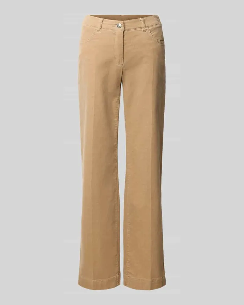 TONI Regular Fit Cordhose mit elastischem Bund Modell 'Jenny Wide Beige