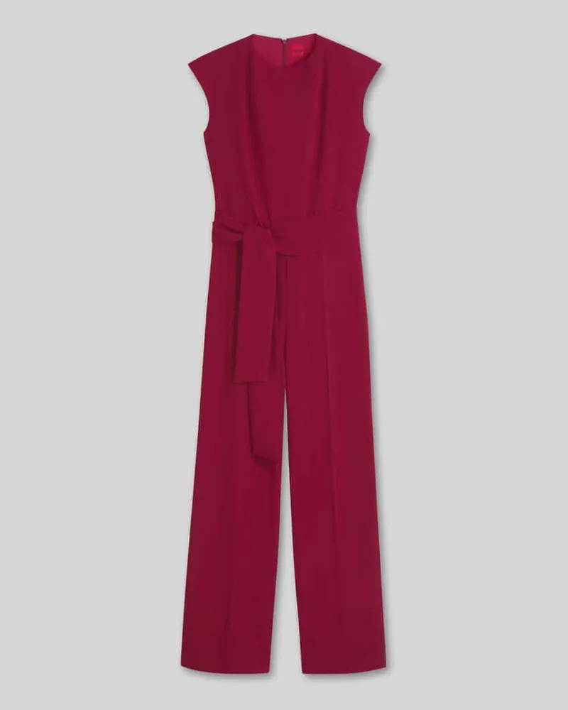 HUGO BOSS Regular Fit Jumpsuit mit Bindegürtel Modell 'Kathalia Dunkelrot