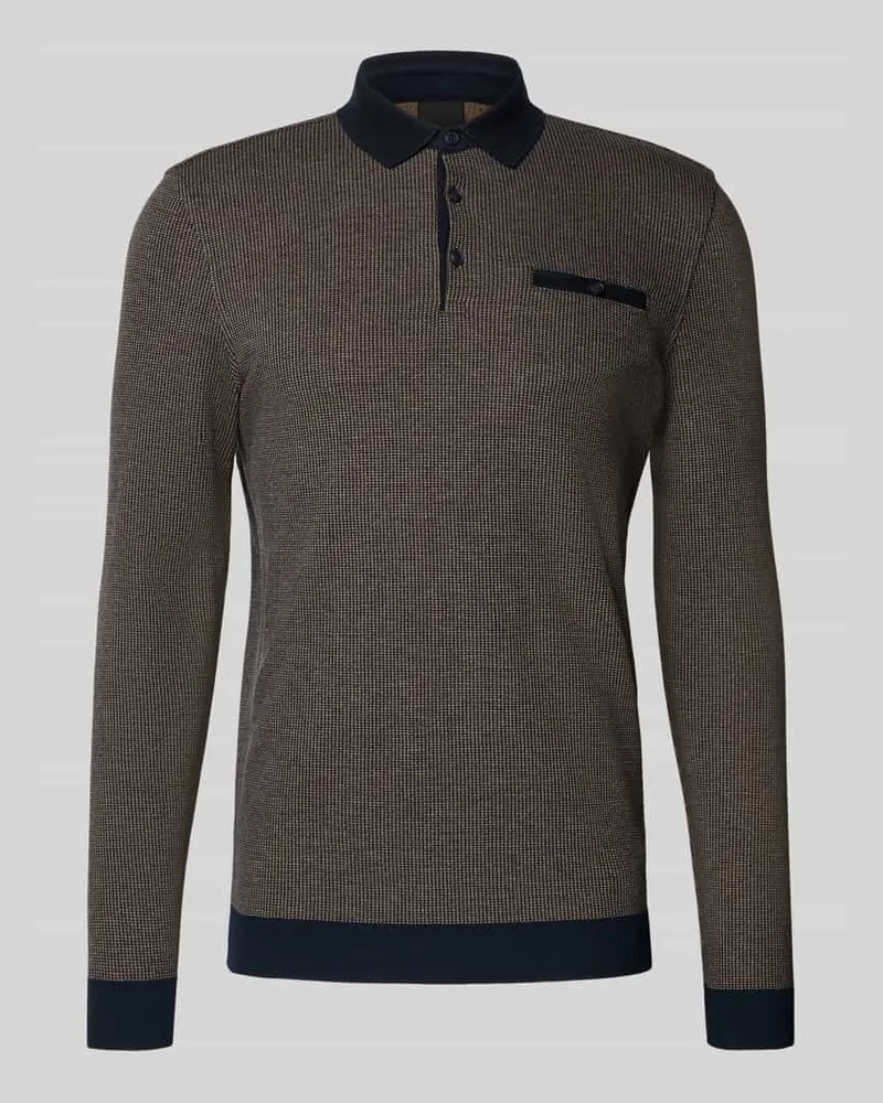 Bugatti Slim Fit Poloshirt mit Label-Detail Cognac