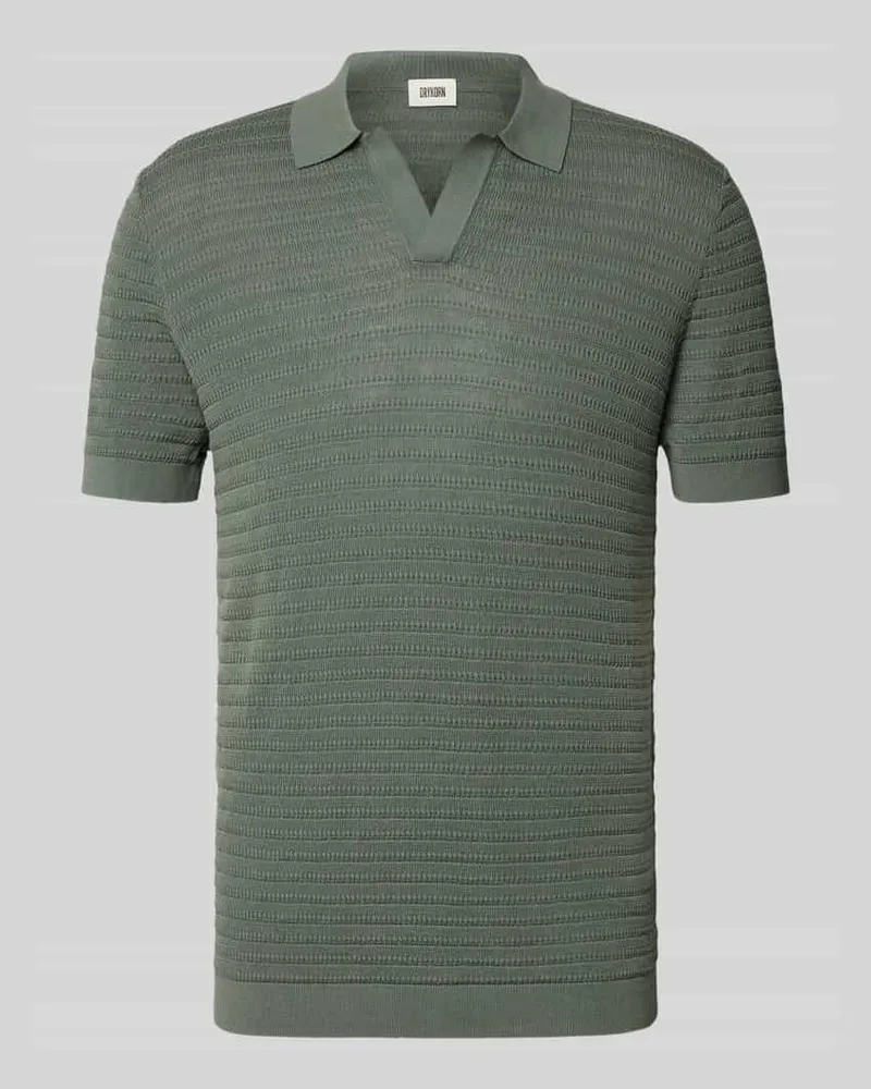 Drykorn Slim Fit Poloshirt mit V-Ausschnitt Modell 'Braian Hellgrau