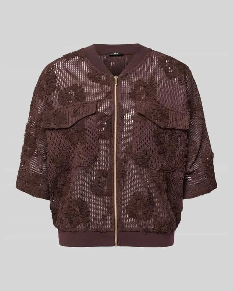 ZERO Blouson mit Brusttaschen und Applikationen Dunkelbraun