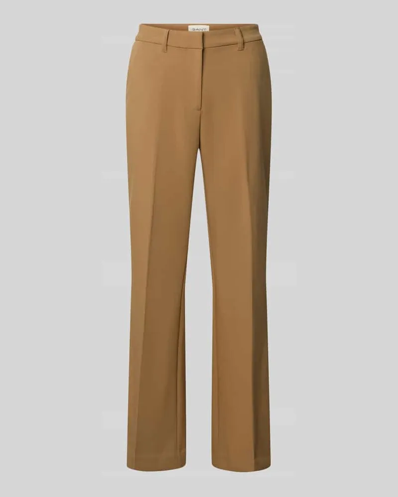 Gant Flared Stoffhose mit Bügelfalten Sand
