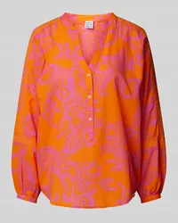 Emily van den Bergh Bluse mit Allover-Muster und V-Ausschnitt Orange