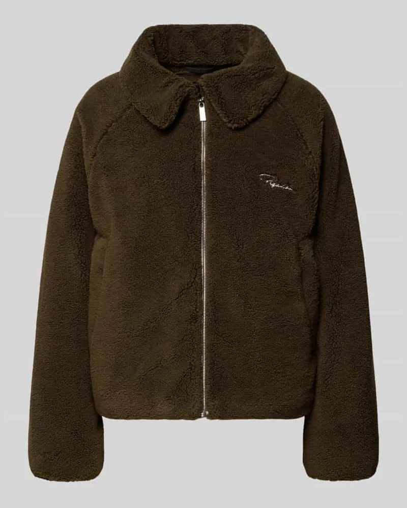 PEGADOR Jacke aus Teddyfell mit Label-Stitching Modell 'LAJA Dunkelbraun