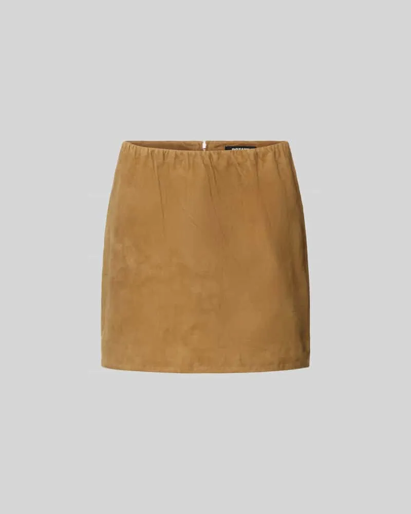 ROTATE Birger Christensen Minirock aus echtem Ziegenvelours Hellbraun