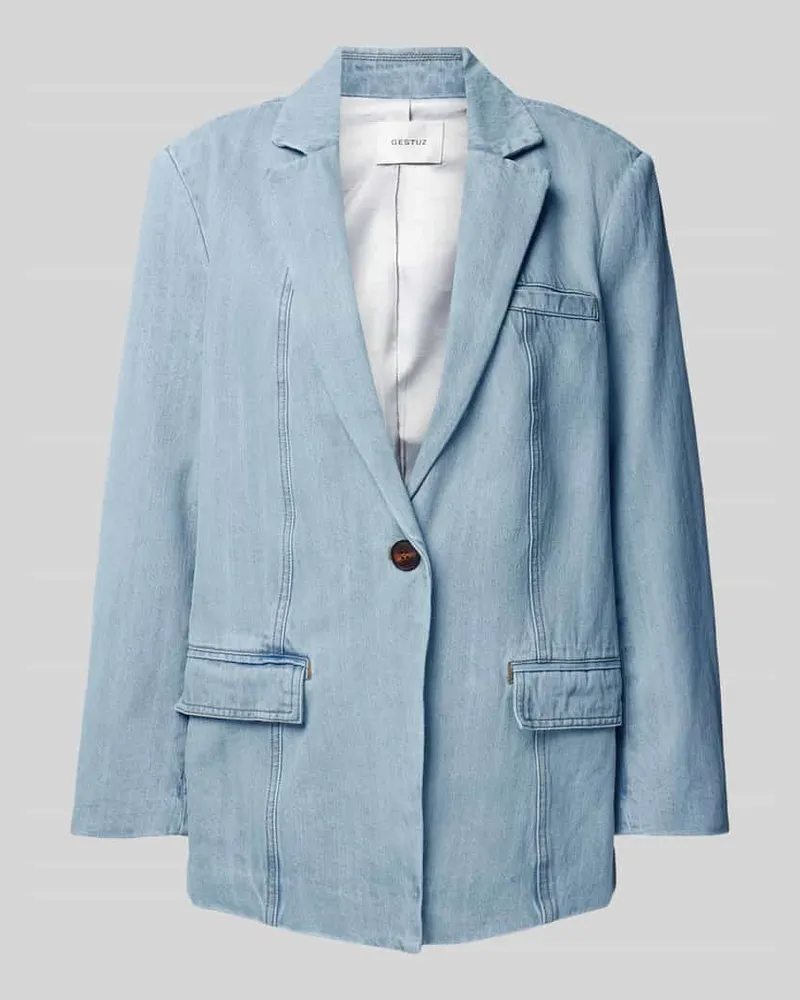 Gestuz Jeansblazer mit Brustleistentasche Modell 'Vella Hellblau