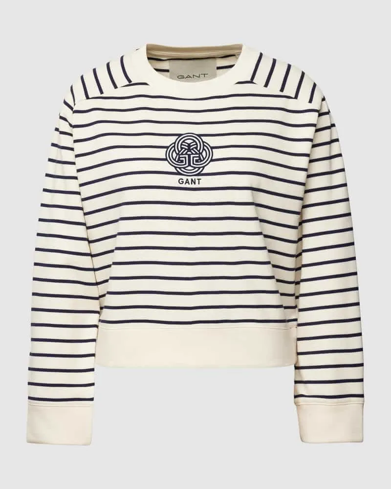 Gant Sweatshirt mit Streifenmuster Offwhite