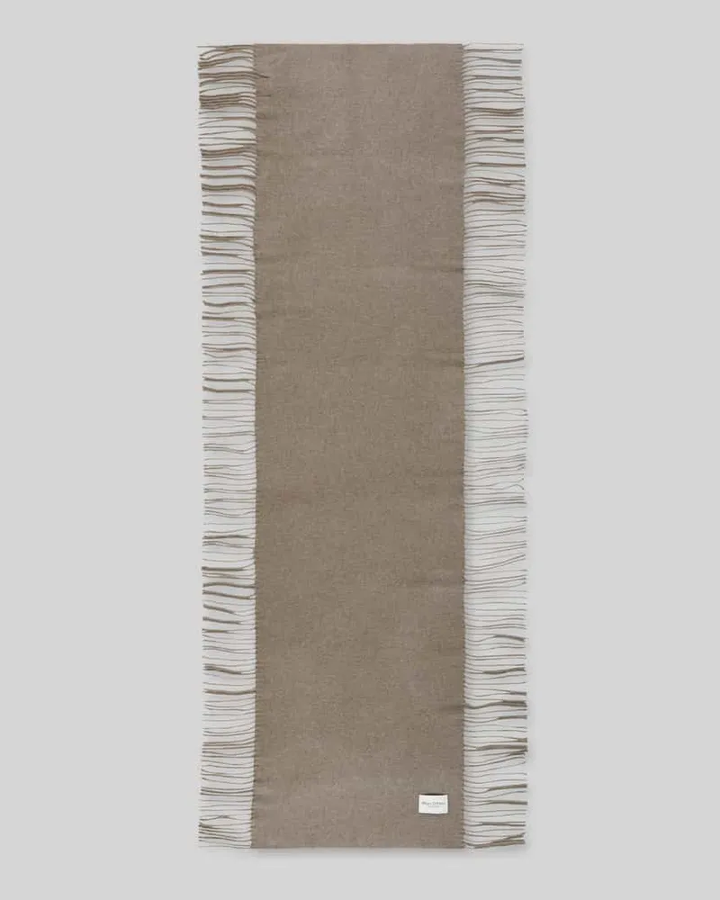 Marc O'Polo Schal aus Wolle mit Fransenabschluss Taupe