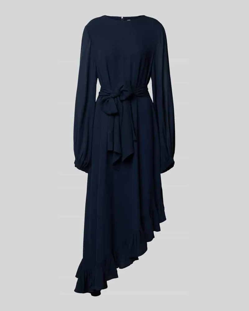 Essentiel Figurumspielendes Maxikleid mit asymmetrischem Rüschensaum Modell 'IFLOWER Marine