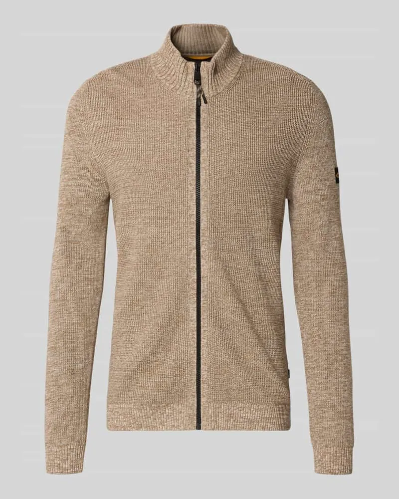 Camel Active Slim Fit Jacke in Strick-Optik Modell 'Mouline Offwhite