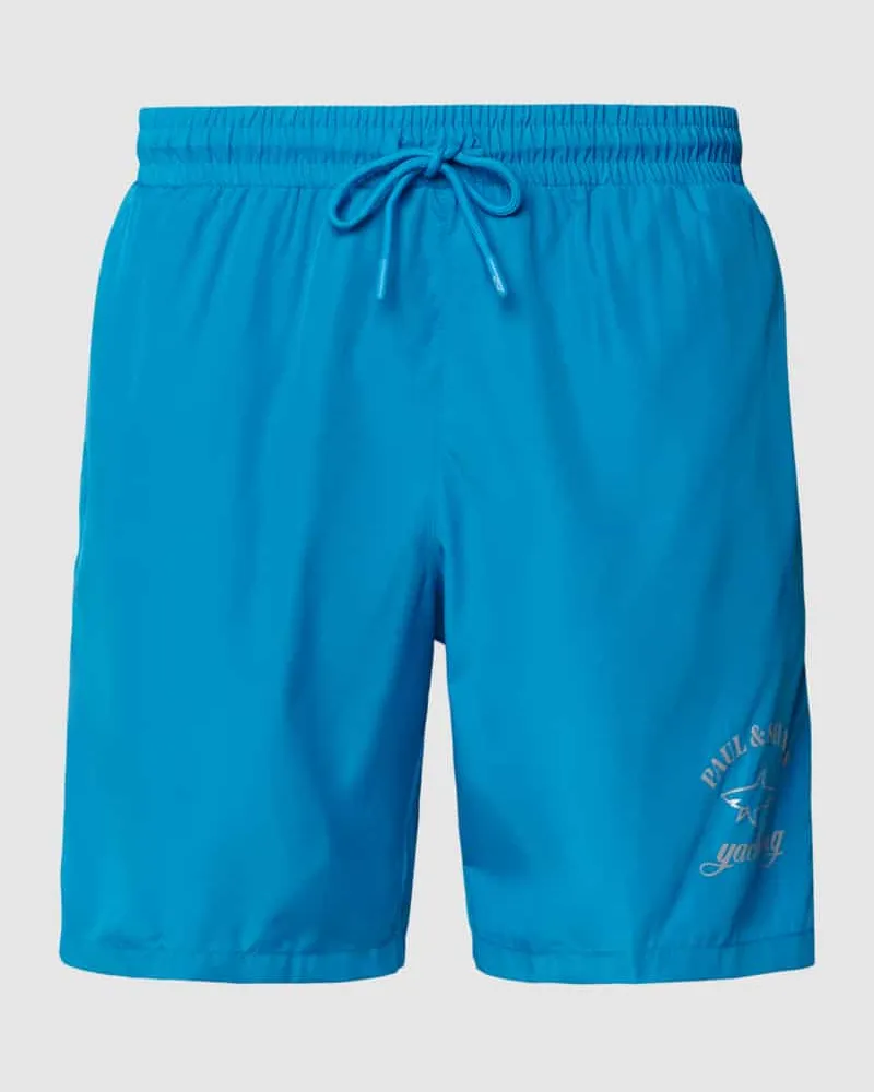 Paul & Shark Badehose mit Label-Print Modell 'Basic Royal