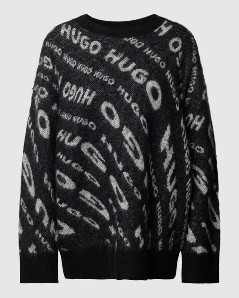 HUGO BOSS Strickpullover mit Rundhalsausschnitt Modell 'Sidimmer Black
