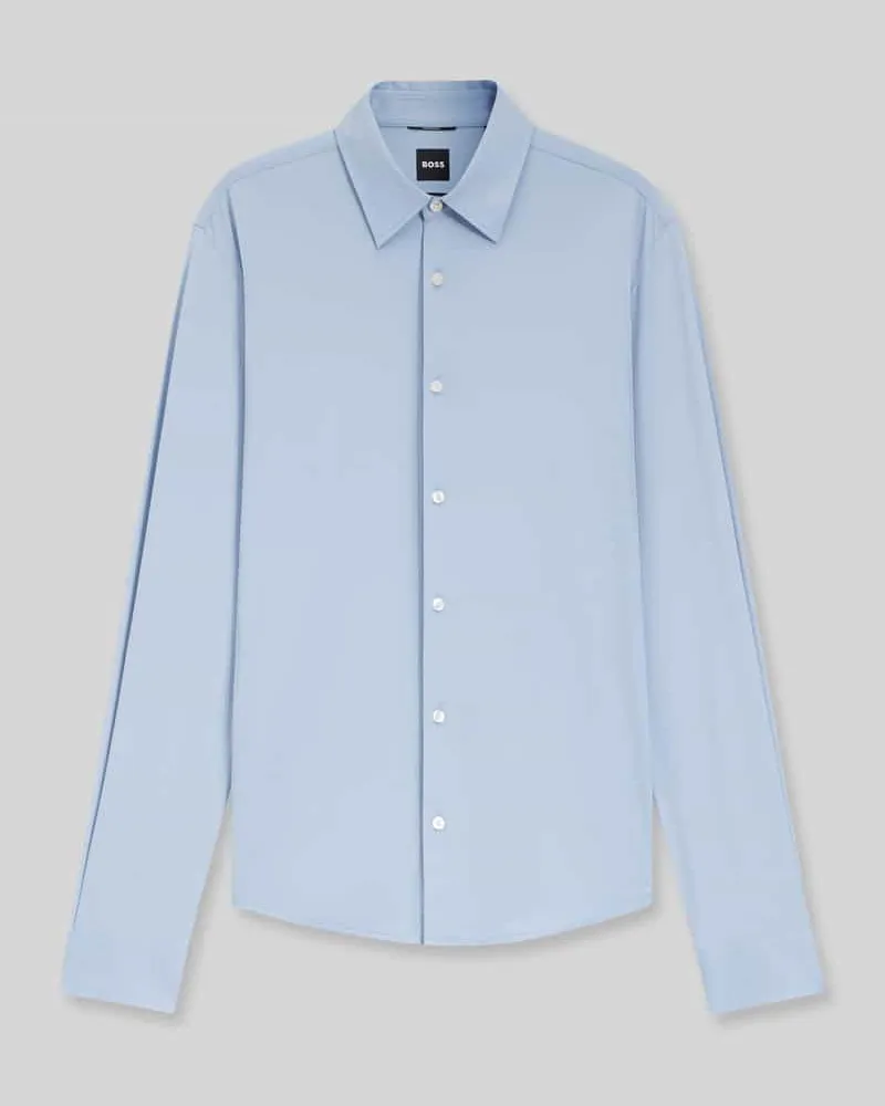 HUGO BOSS Slim Fit Businesshemd mit Kentkragen Hellblau