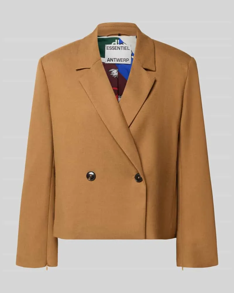 Essentiel Oversized Kurzblazer mit Viskose-Anteil Modell 'KIANA Camel
