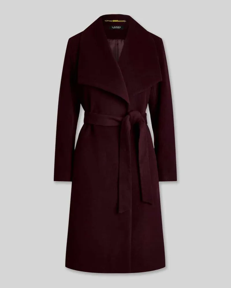 Ralph Lauren Mantel aus Wolle mit Bindegürtel Bordeaux