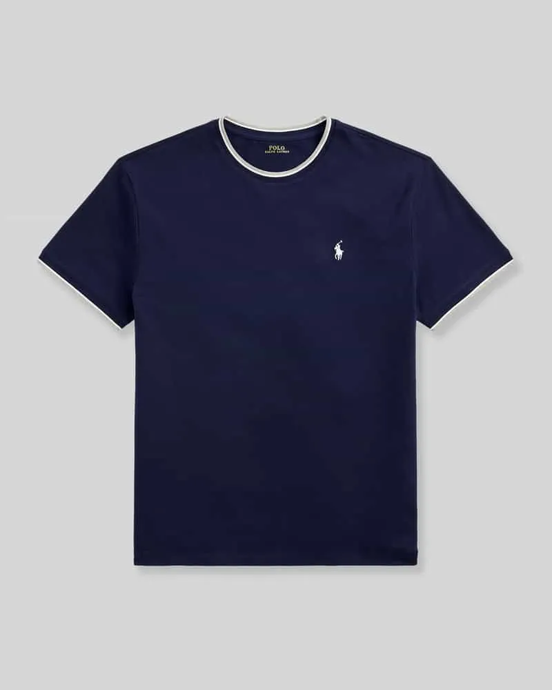 Ralph Lauren Regular Fit T-Shirt aus Baumwoll-Mix mit Kontraststreifen Marine