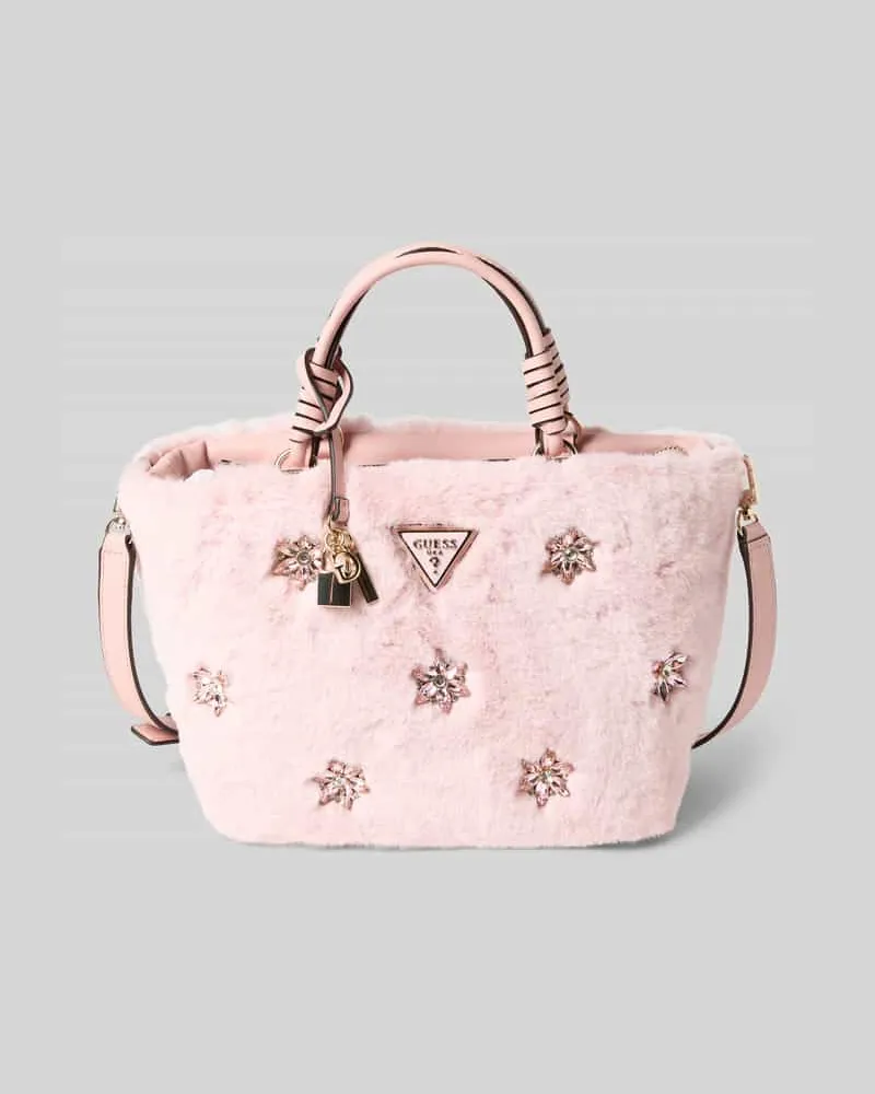 Guess Handtasche aus Kunstfell mit Ziersteinbesatz Modell 'SHAIDA Hellrosa