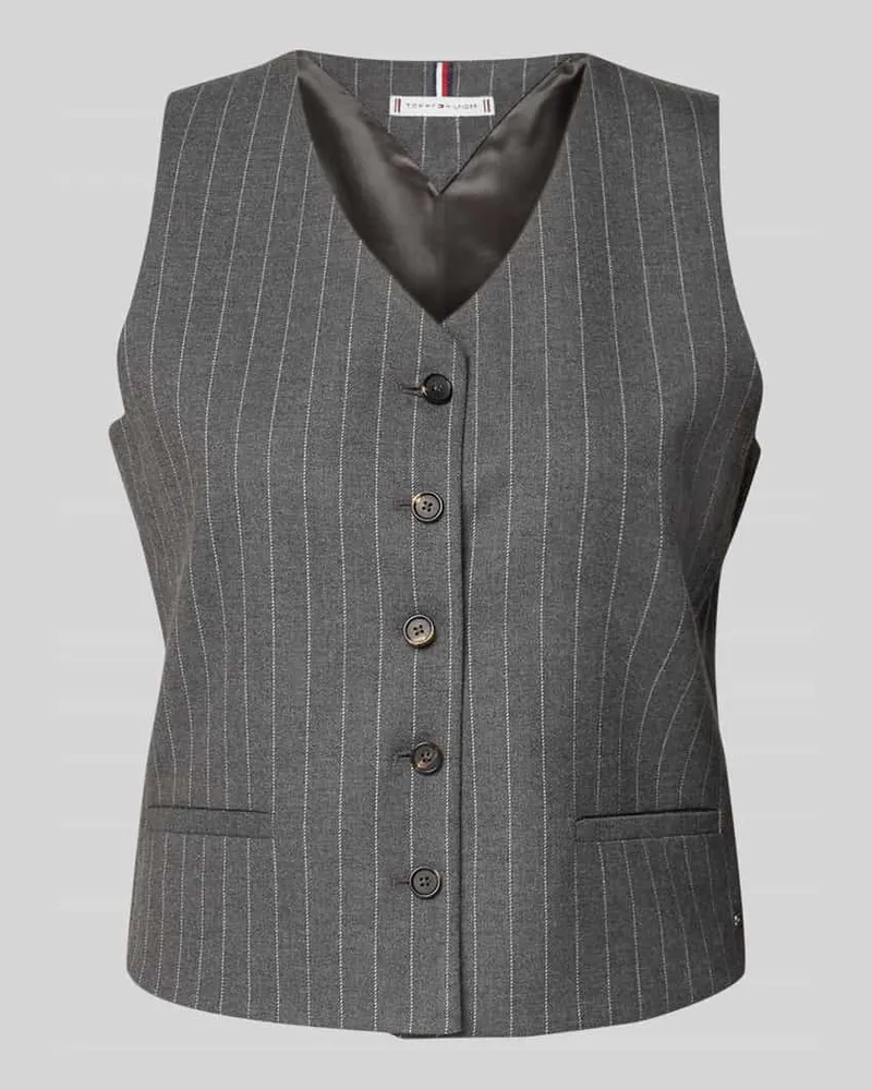Tommy Hilfiger Shaped Fit Weste mit Viskose-Anteil Hellgrau