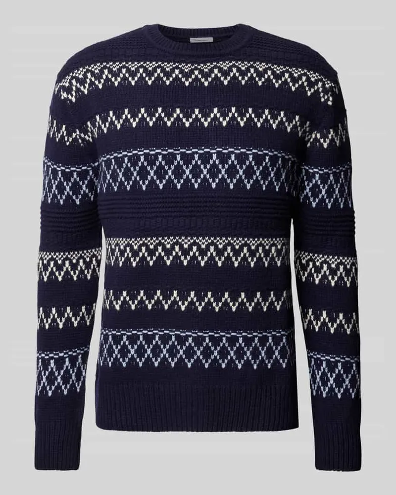 Knowledge Cotton Apparel Strickpullover mit Rundhalsausschnitt Blau