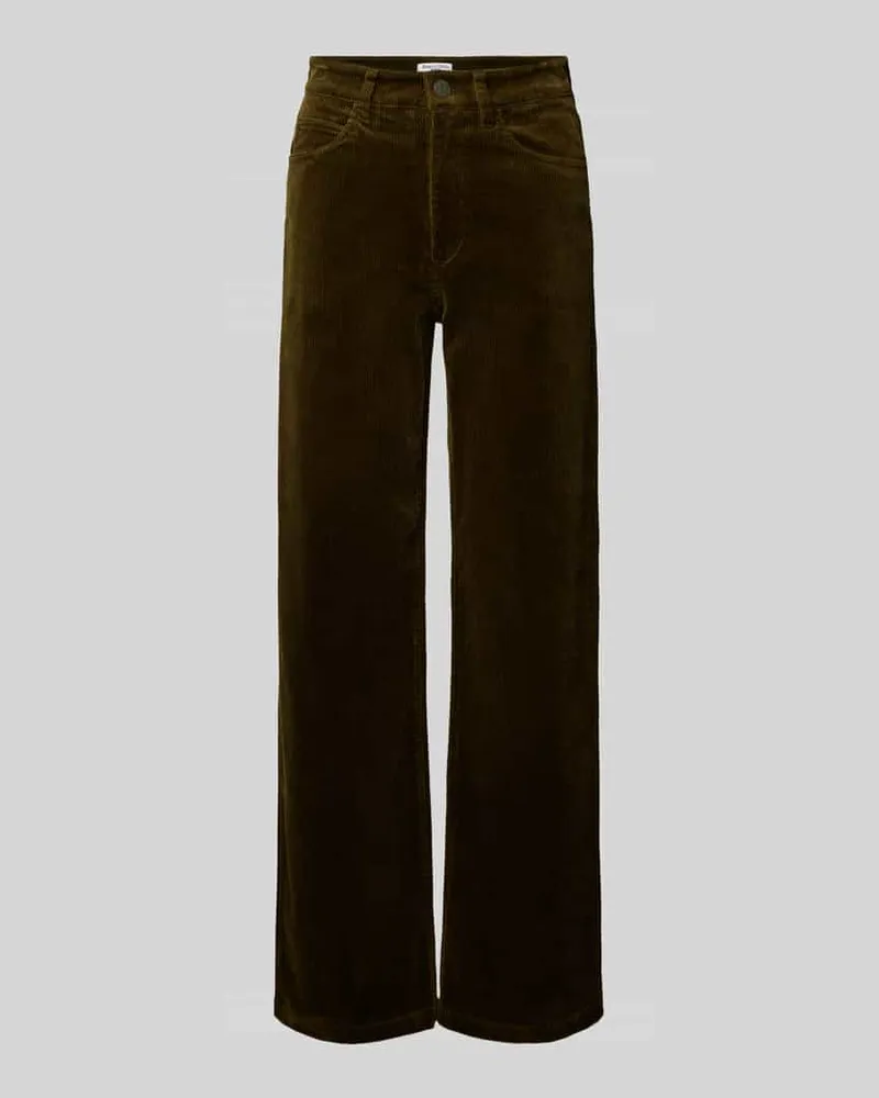 Marc O'Polo Wide Leg Cordhose aus Baumwoll-Mix Oliv