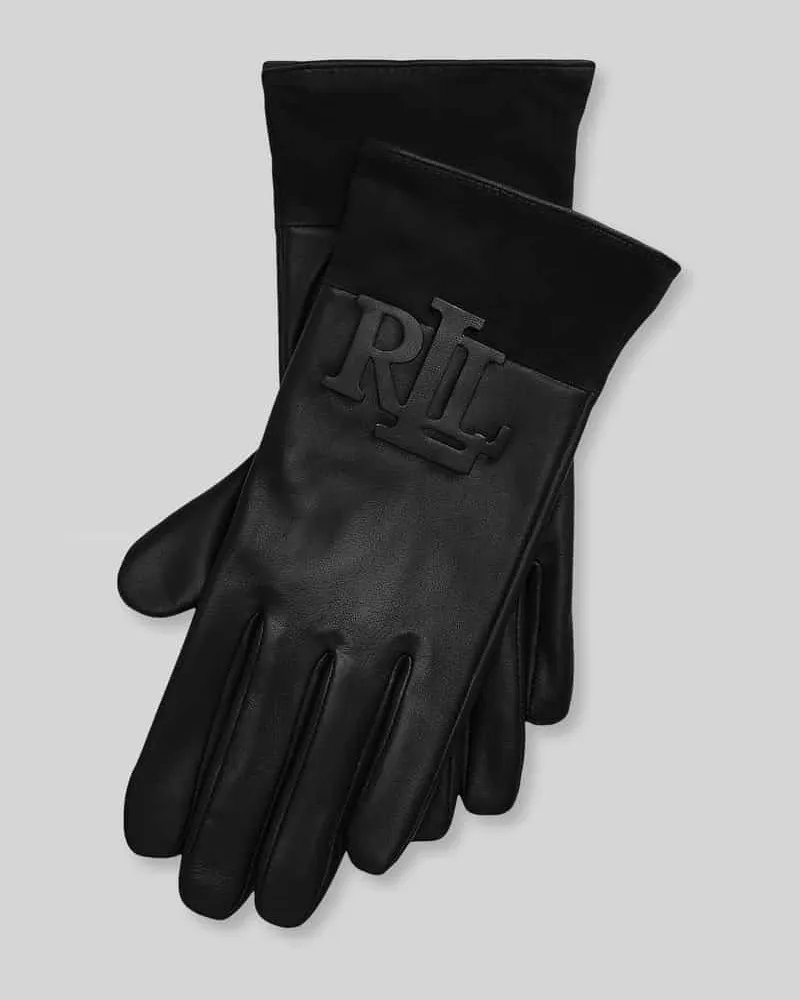 Ralph Lauren Handschuhe aus Schafsnappa mit Veloursaufsatz Black