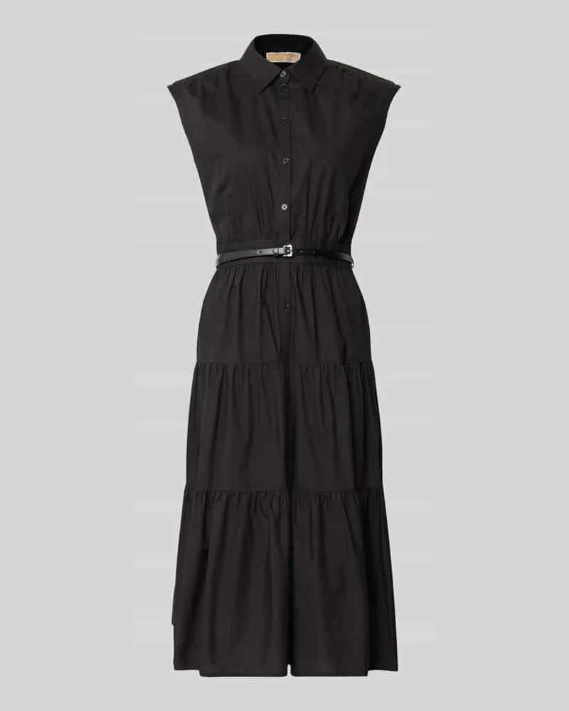 Michael Kors Hemdblusenkleid mit Gürtel und Knopfleiste Black