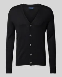 Christian Berg Slim Fit Cardigan aus Woll-Mix mit V-Ausschnitt Black