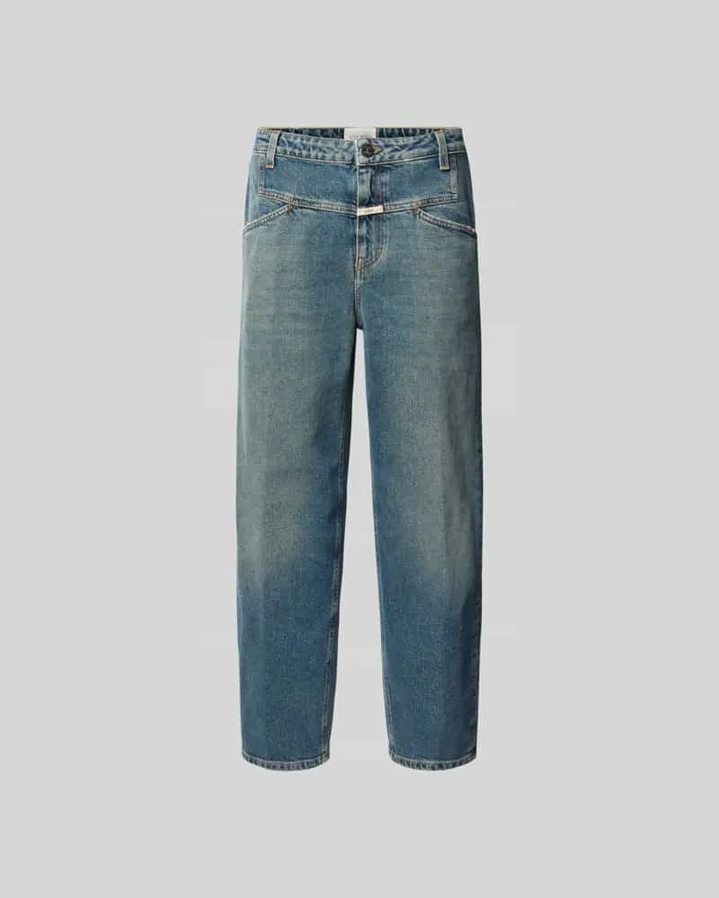 Closed Straight Fit Jeans mit Logo-Patch Dunkelblau